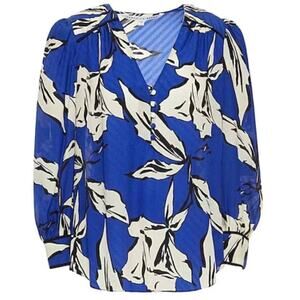 NWT Veronica Beard Silk Blend Satin Milan Floral Blouse Jacquard Size 2 XS $395